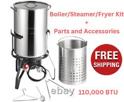 50 qt Quart Stainless Steel Stock Pot Fryer Beer Brewing Boiler / Steamer SET