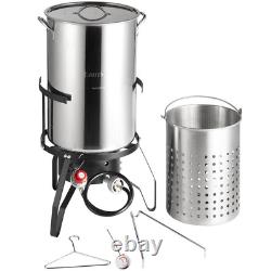 50 qt Quart Stainless Steel Stock Pot Fryer Beer Brewing Boiler / Steamer SET
