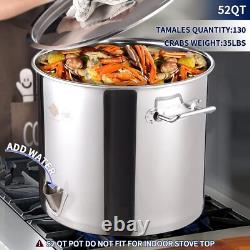 52-Quart Stainless Steel Tamale Steamer Pot, with Divider and Rack, 13 Gallon