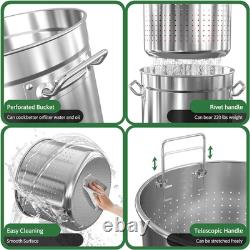 53-Quart Stainless Steel Seafood Boil Pot with Lid and Strainer for Outdoor Cook