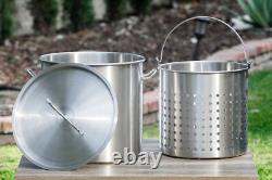 53 Quart Stock Pot Strainer Basket Soup Commercial Stainless Steel Pot With Lids
