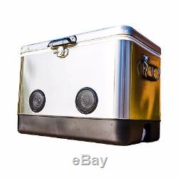 54 Quart Stainless Steel Party Cooler with High-Powered Bluetooth Speakers