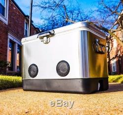 54 Quart Stainless Steel Party Cooler with High-Powered Bluetooth Speakers
