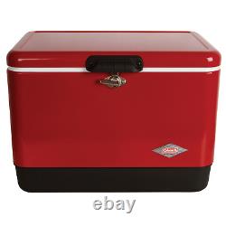54-Quart Steel Belted Cooler Rust-resistant Stainless Steel Hardware Red
