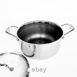 6.0 Quart Hexagon Surface Hybrid Stainless Steel Stock Pot with Lid