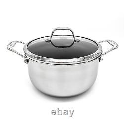 6.0 Quart Hexagon Surface Hybrid Stainless Steel Stock Pot with Lid