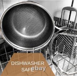 6.0 Quart Hexagon Surface Hybrid Stainless Steel Stock Pot with Lid
