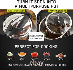 6.3 Quart / 6 Liter Stainless Steel Easy Use Pressure Cooker + Extra Glass Lid