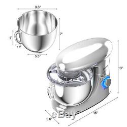 6.3 Quart Tilt-Head Food Stand Mixer 6 Speed 660W with Dough Hook Whisk Silver