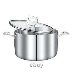 6.8 Quart Tri-Ply Stainless Steel Stock Pot Multipurpose Cooking Pot