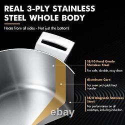 6.8 Quart Tri-Ply Stainless Steel Stock Pot Multipurpose Cooking Pot