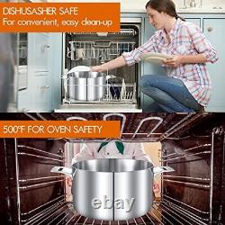 6.8 Quart Tri-Ply Stainless Steel Stock Pot Multipurpose Cooking Pot