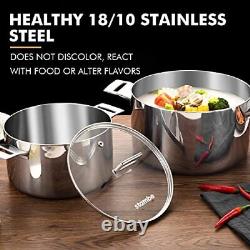 6.8 Quart Tri-Ply Stainless Steel Stock Pot Multipurpose Cooking Pot Casserole