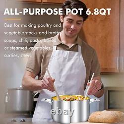 6.8 Quart Tri-Ply Stainless Steel Stock Pot Multipurpose Cooking Pot Casserole