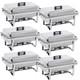 6 Pack Rectangular Chafing Dish Set 8 Quart Stainless Steel Foldable Frame Legs