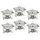 6 Pack Round Chafing Dish 5 Quart Stainless Steel Full Size Tray Buffet Catering