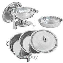 6 Pack Round Chafing Dish 5 Quart Stainless Steel Full Size Tray Buffet Catering