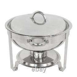 6 Pack Round Chafing Dish 5 Quart Stainless Steel Full Size Tray Buffet Catering