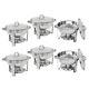 6-pack Round Chafing Dish Buffet Chafer Warmer Set Withlid 5 Quart, Stainless Steel
