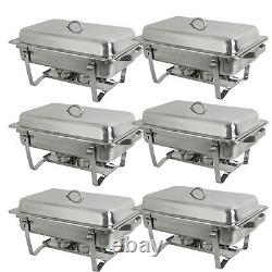 6 Pack of 8 Quart Stainless Steel Rectangular Chafing Chafer Dish Full Size