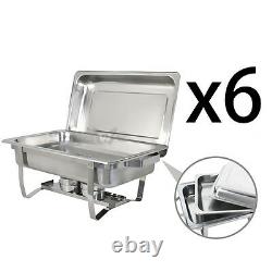 6 Pack of 8 Quart Stainless Steel Rectangular Chafing Chafer Dish Full Size