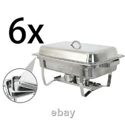 6 Pack of 8 Quart Stainless Steel Rectangular Chafing Chafer Dish Full Size