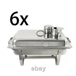 6 Pack of 8 Quart Stainless Steel Rectangular Chafing Chafer Dish Full Size