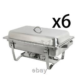 6 Pack of 8 Quart Stainless Steel Rectangular Chafing Chafer Dish Full Size