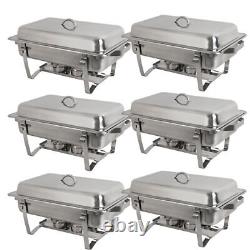 6 Pack of 8 Quart Stainless Steel Rectangular Chafing Dish Full Size