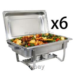 6 Pack of 8 Quart Stainless Steel Rectangular Chafing Dish Full Size
