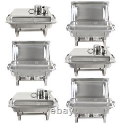 6 Pack of 8 Quart Stainless Steel Rectangular Chafing Dish Full Size Durable