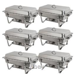 6 Pack of 8 Quart Stainless Steel Rectangular Chafing Dish Full Size New