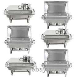 6 Pack of 8 Quart Stainless Steel Rectangular Chafing Dish Full Size New