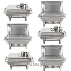 6 Pack of 8 Quart Stainless Steel Rectangular Chafing Dish Full Size New