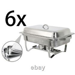 6 Pack of 8 Quart Stainless Steel Rectangular Chafing Dish Full Size New