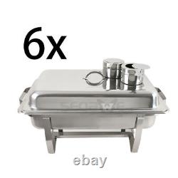 6 Pack of 8 Quart Stainless Steel Rectangular Chafing Dish Full Size New