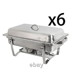 6 Pack of 8 Quart Stainless Steel Rectangular Chafing Dish Full Size New