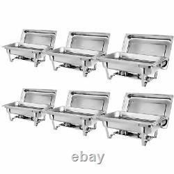 6 Pack of 8 Quart Stainless Steel Rectangular Chafing Dish Thanksgiving Day