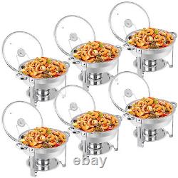 6 Packs 5 Quart Stainless Steel Chafing Dish Buffet Set and Warmers with Glass Lid