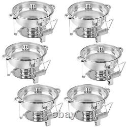 6 Packs 5 Quart Stainless Steel Chafing Dish Buffet Set and Warmers with Glass Lid