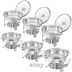 6 Packs 5 Quart Stainless Steel Chafing Dish Buffet Set and Warmers with Glass Lid