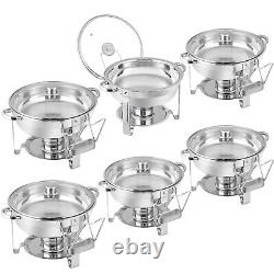 6 Packs 5 Quart Stainless Steel Chafing Dish Buffet Set and Warmers with Glass Lid