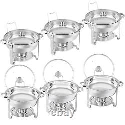 6 Packs 5 Quart Stainless Steel Chafing Dish Buffet Set and Warmers with Glass Lid