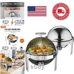 6 Quart Stainless Steel Chafer Set 2 Pack Round Buffet Dish with Fuel Holders