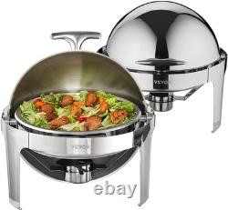 6 Quart Stainless Steel Chafer Set 2 Pack Round Buffet Dish with Fuel Holders