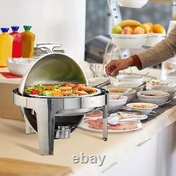 6 Quart Stainless Steel Chafer Set 2 Pack Round Buffet Dish with Fuel Holders