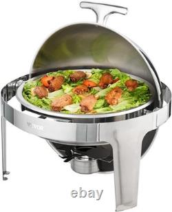 6 Quart Stainless Steel Chafer Set 2 Pack Round Buffet Dish with Fuel Holders