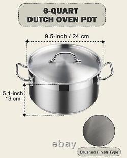 6-Quart Stainless Steel Dutch Oven Pot with Lid Compatible with All Stovetops