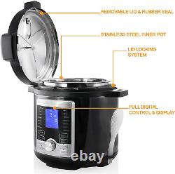 6 Quart Stainless Steel Electric Digital Pressure Cooker with Lid