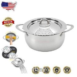 6 Quart Stainless Steel Pasta Pot with Lockable Strainer Lid Elegant Design